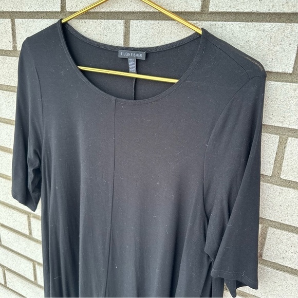 Eileen Fisher Black System Lightweight Viscose Jersey Tunic - Picture 4 of 8
